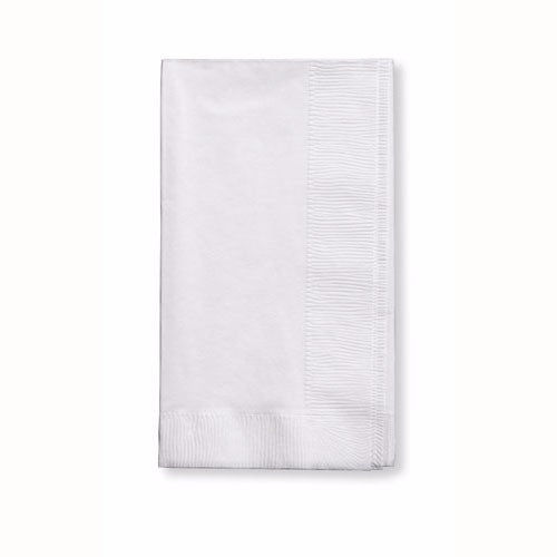 Elegant 2-ply white dinner napkins, 40cm x 40cm, 1/8 fold, pack of 50, perfect for formal events and everyday use.