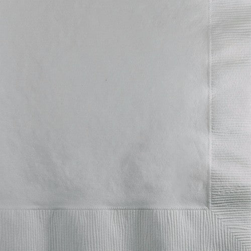 Pack of 50 shimmering silver beverage napkins, 25cm x 25cm, 2-ply, perfect for elegant gatherings and celebrations.