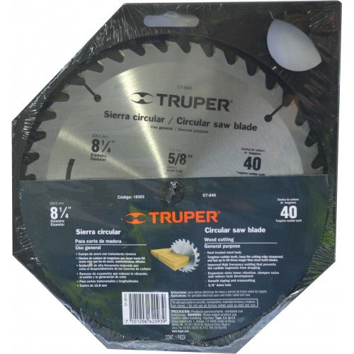 Saw Blade Truper 210 X 16mm T.C.Tip   40 Tooth