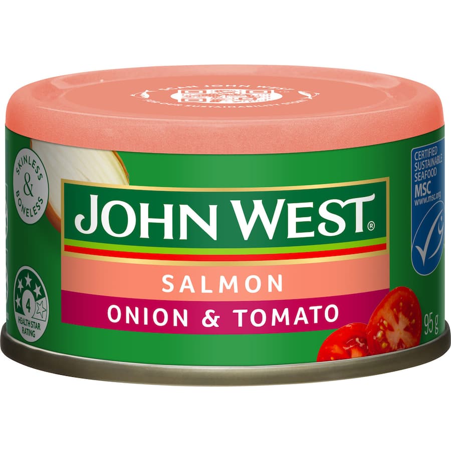 John West Salmon Onion & Tomato Tear tab can 95g