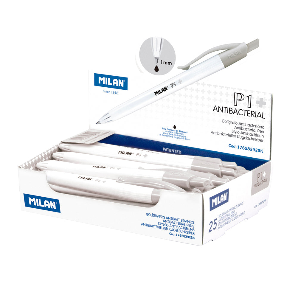 Milan P-1 Antibacterial Ballpoint Pens Blue Ink - Set of 25