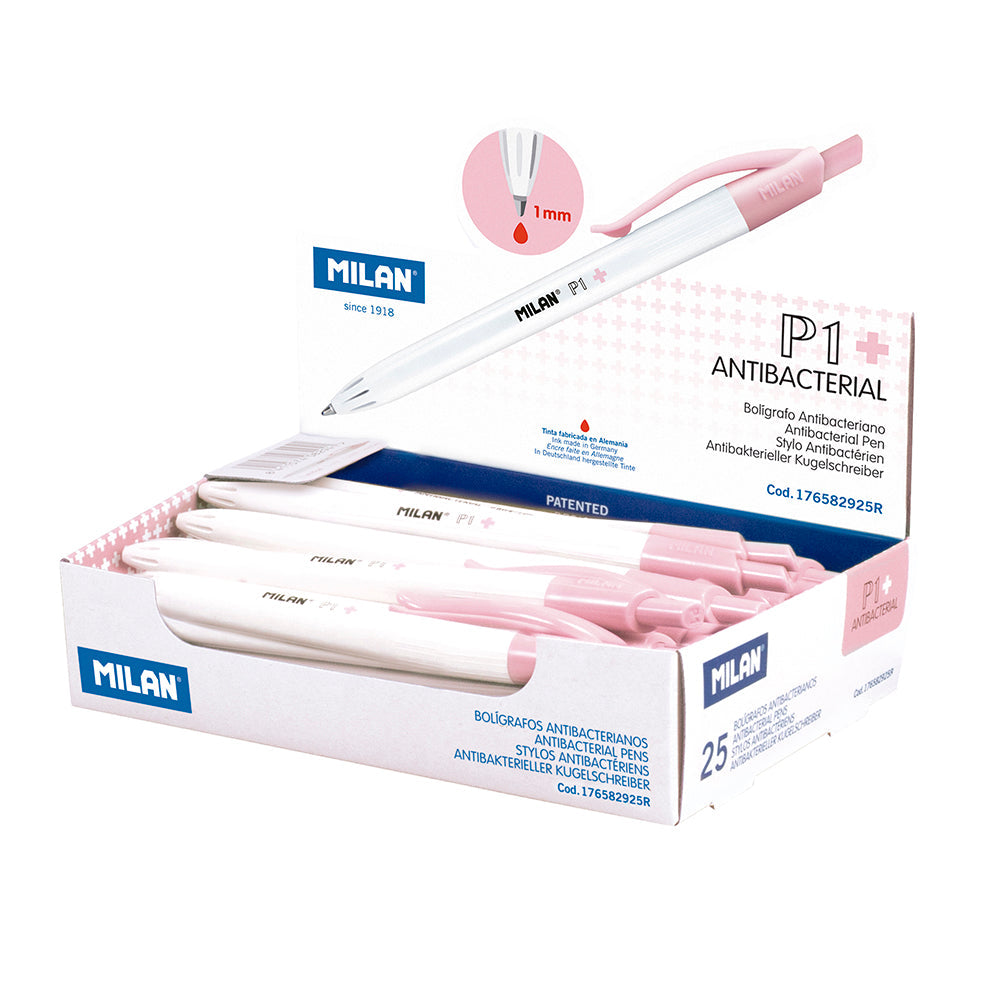 Milan P-1 Antibacterial Ballpoint Pens Black Ink - Set of 25
