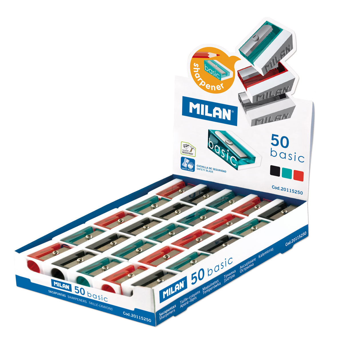 Milan Antibacterial 2 Hole Pencil Sharpener - Set of 12