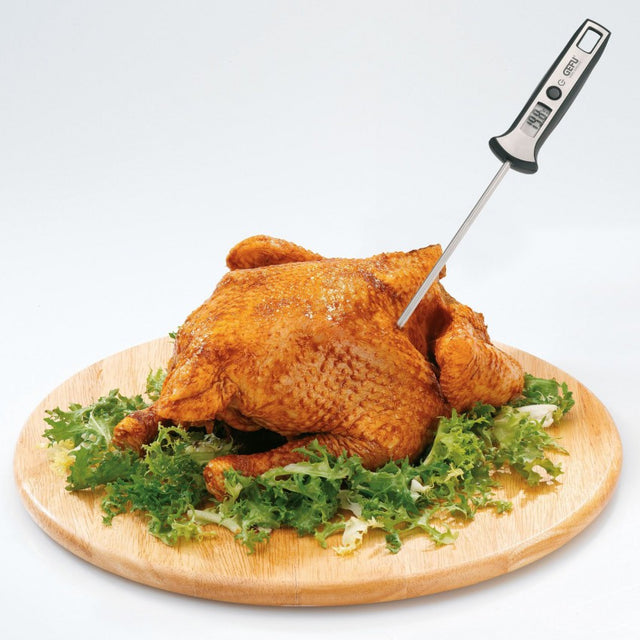 GEFU Digital Thermometer with LCD display, fast readings, wide temp range for precise cooking and wine pairing.