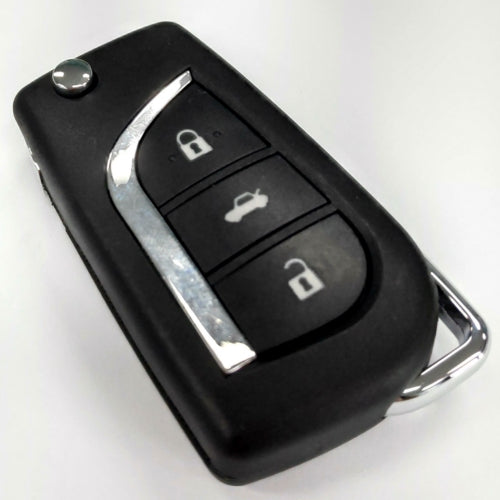 3-button remote shell replacement for Toyota vehicles, designed for a sleek look and easy installation.