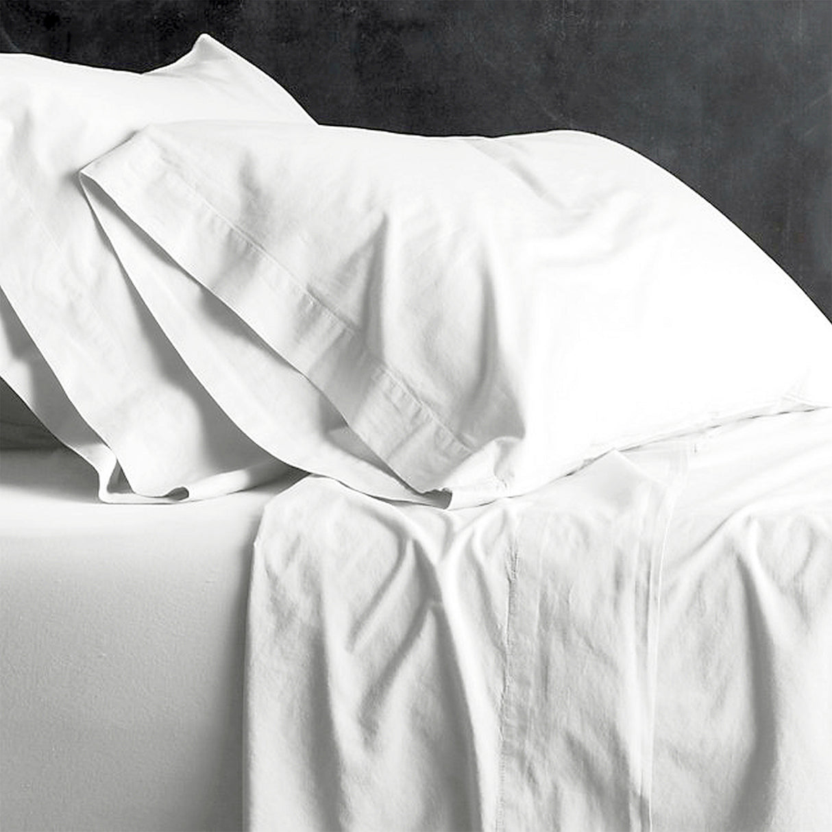 Park Avenue European Vintage Washed Cotton Sheet Set Double White