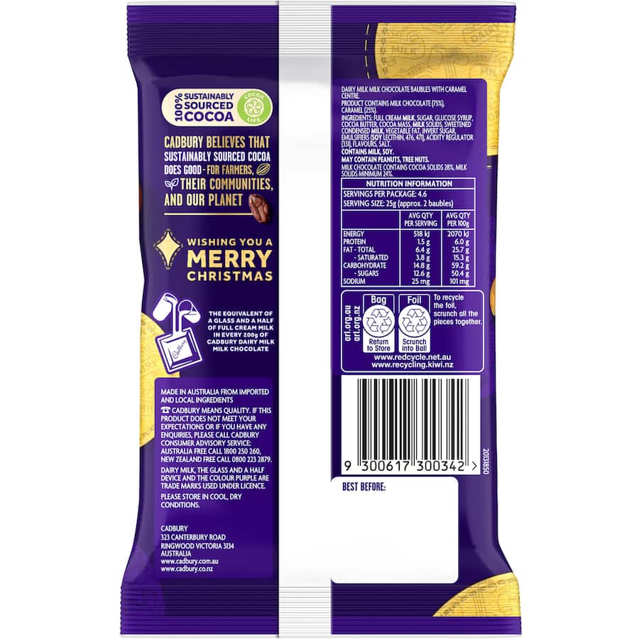 Cadbury Chocolate Baubles Caramello 114g