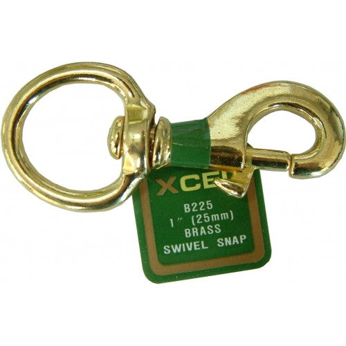 Durable brass snap hook with swivel eye, perfect for secure fastening of gear in various outdoor and indoor settings.