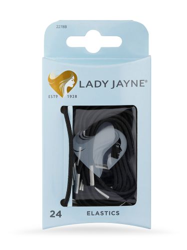 Lady Jayne  -  Black Elastics - 24 Pk