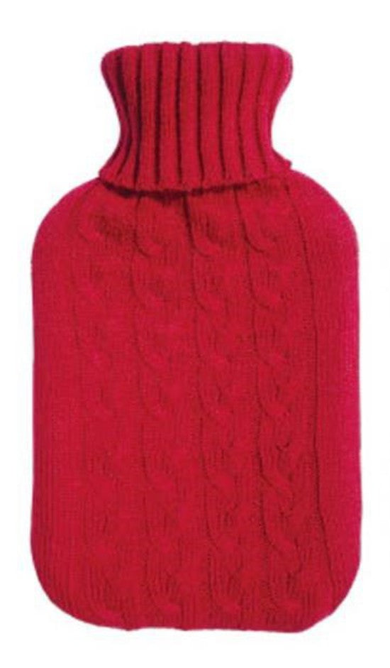 Knit Hot Water Bottle Cover - Red