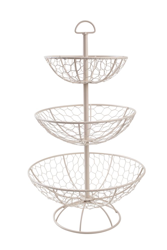 3 Tier Cream Wire Basket - Fruit