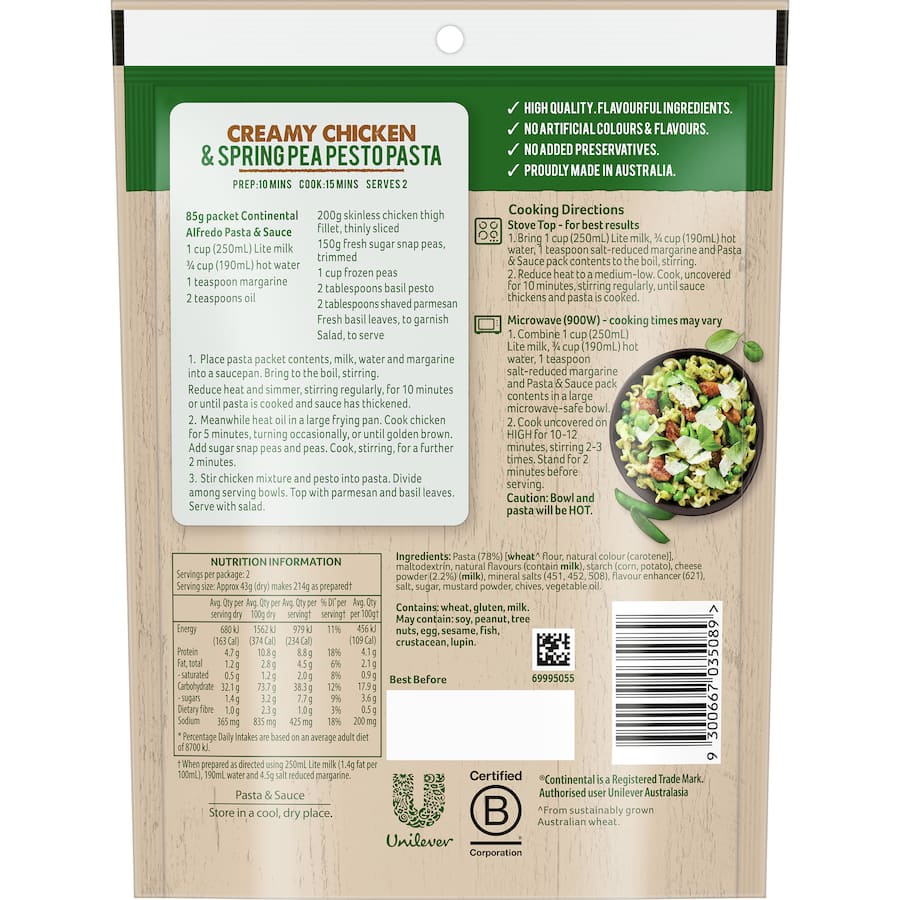 Continental Pasta & Sauce Alfredo 85g