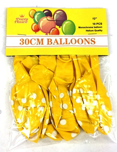 Yellow Balloons 30cm Polka Dots - 10 units