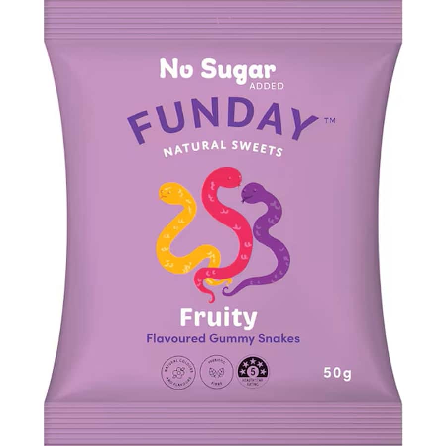 Funday Gummy Snakes Fruity No Sugar 50g