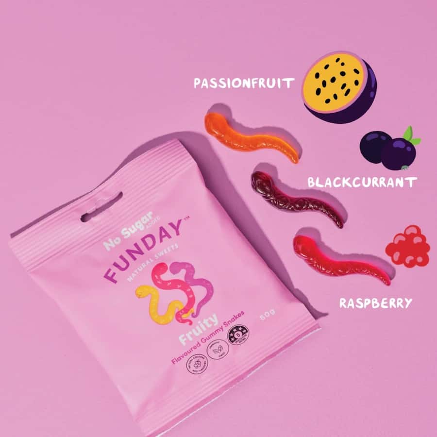 Funday Gummy Snakes Fruity No Sugar 50g