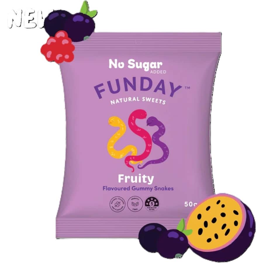Funday Gummy Snakes Fruity No Sugar 50g