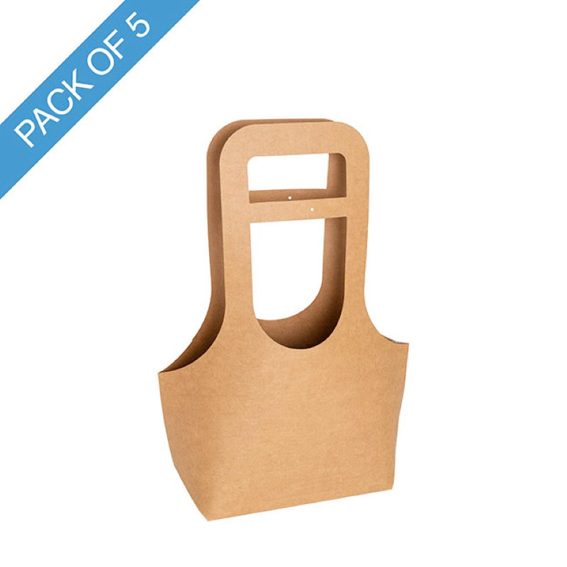 Florist Supplies - Flower Gift Carry Bag Small Kraft Brown Pack 5