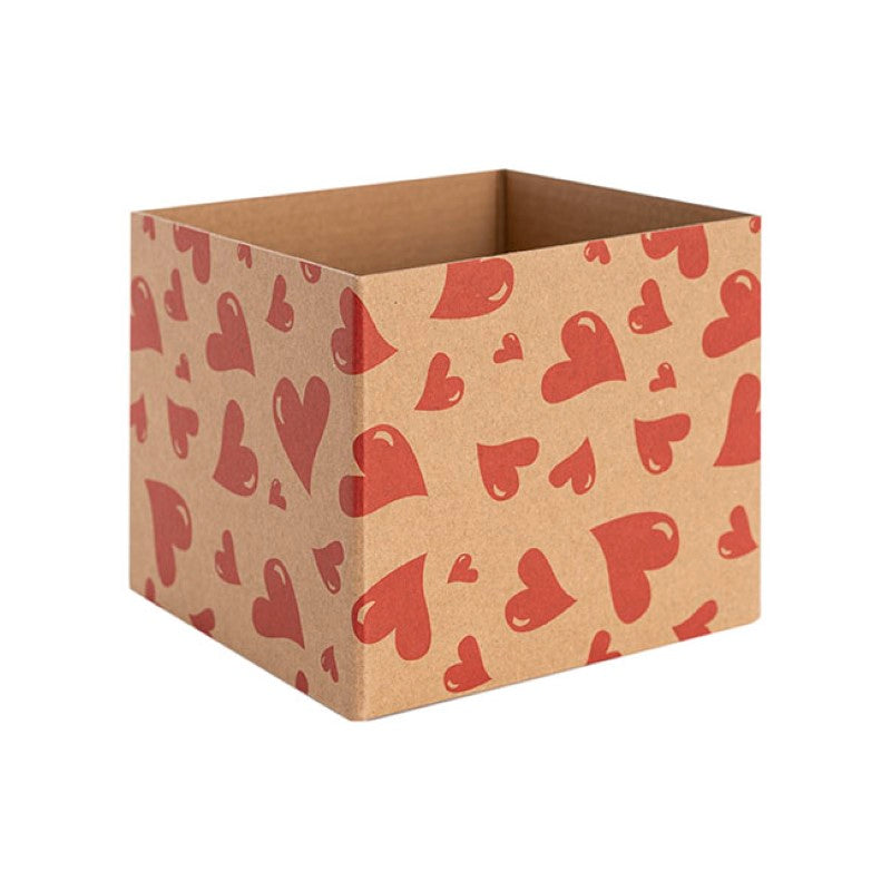 Florist Supplies - Posy Box Mini Hearts A Plenty Kraft BrownPack of 10
