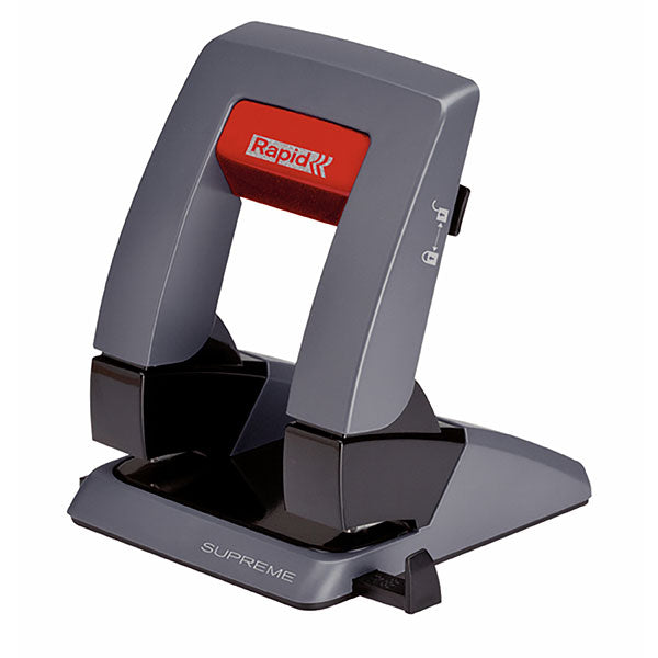 Elegant black hole punch with Press Less technology, ergonomic handle, and easy storage, punches up to 30 sheets.