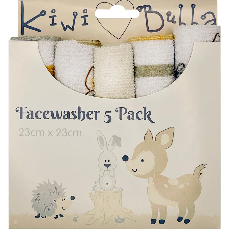 Kiwi Bubba Face Washers  5pack