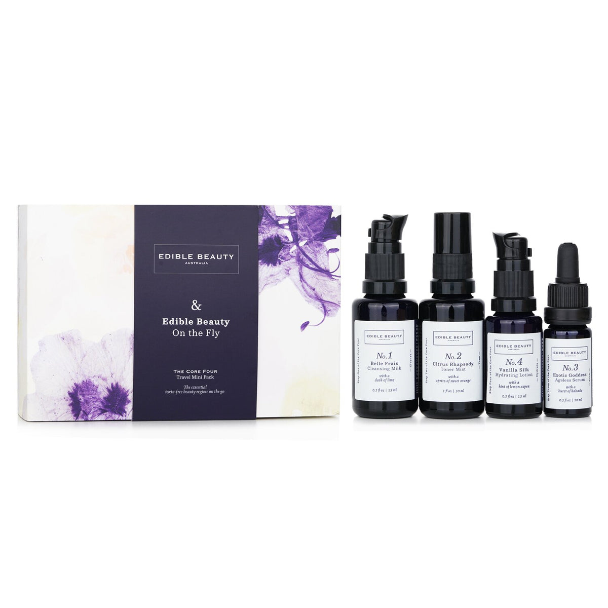 Edible Beauty - & Edible Beauty On The Fly Travel Mini Kit: Cleansing Milk 15ml+