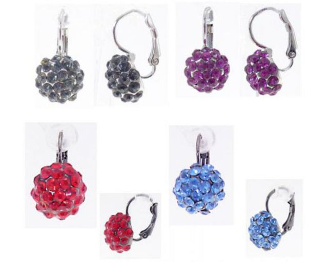 Set of 4 elegant crystal ball earrings, shimmering in vibrant colors, perfect for any occasion.