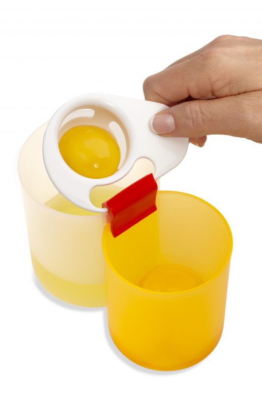 Kuhn Rikon Egg Separator, designed for mess-free separation of yolks and whites, ideal for baking and cooking.