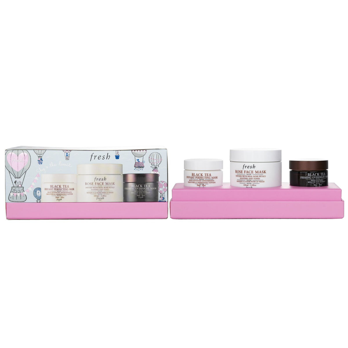 Fresh - Face Mask Set: 1x Rose Face Mask - 100ml/3.3oz + 1x Black Tea Firming Ov
