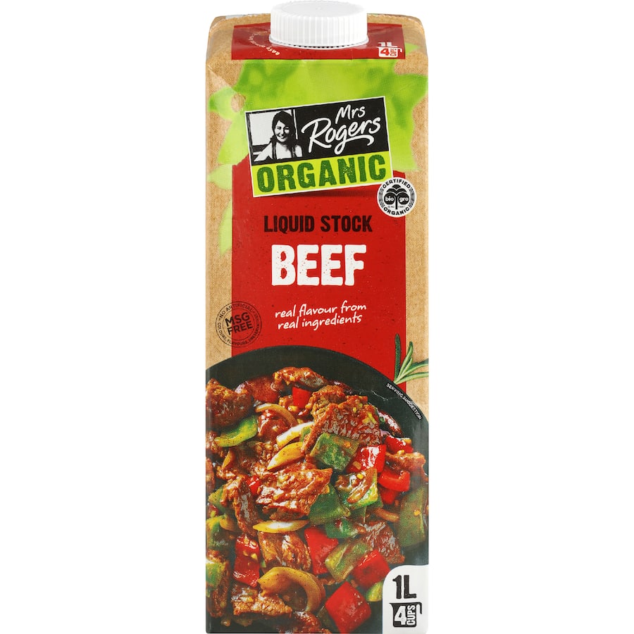 Mrs Rogers Organic Beef Stock Liquid Carton 1L