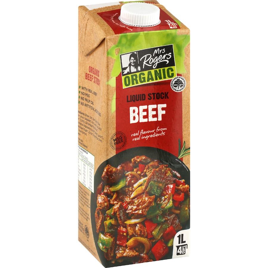 Mrs Rogers Organic Beef Stock Liquid Carton 1L