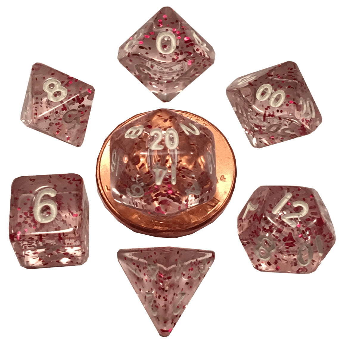 Fanroll: 10mm Mini Polyhedral Dice set: Ethereal Light Purple