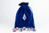 Fanroll: Large Velvet Dice Bag: Blue w/ Gold Satin