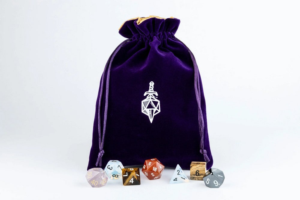 Fanroll: Large Velvet Dice Bag: Purple w/ Gold Satin
