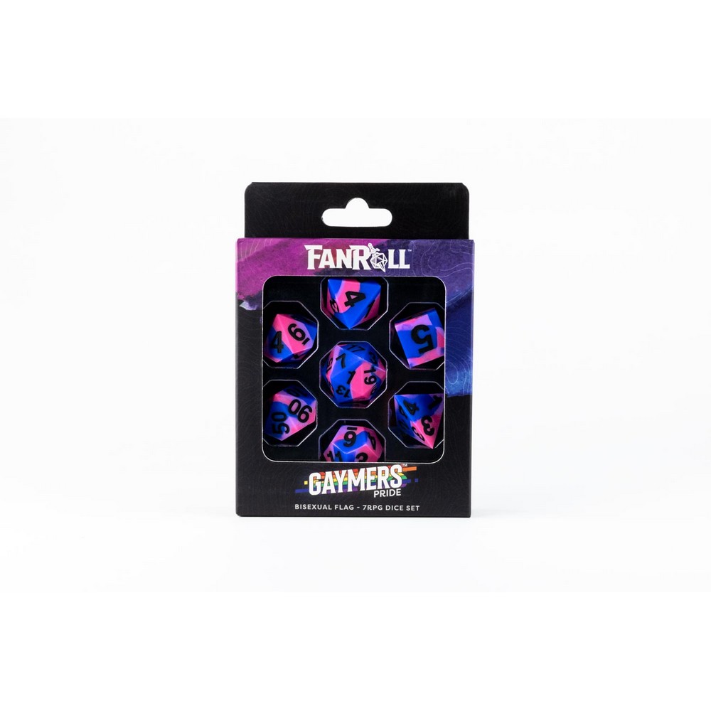 Fanroll: 16mm Pride Sharp Edge Silicone Rubber Poly Dice Set: Bisexual