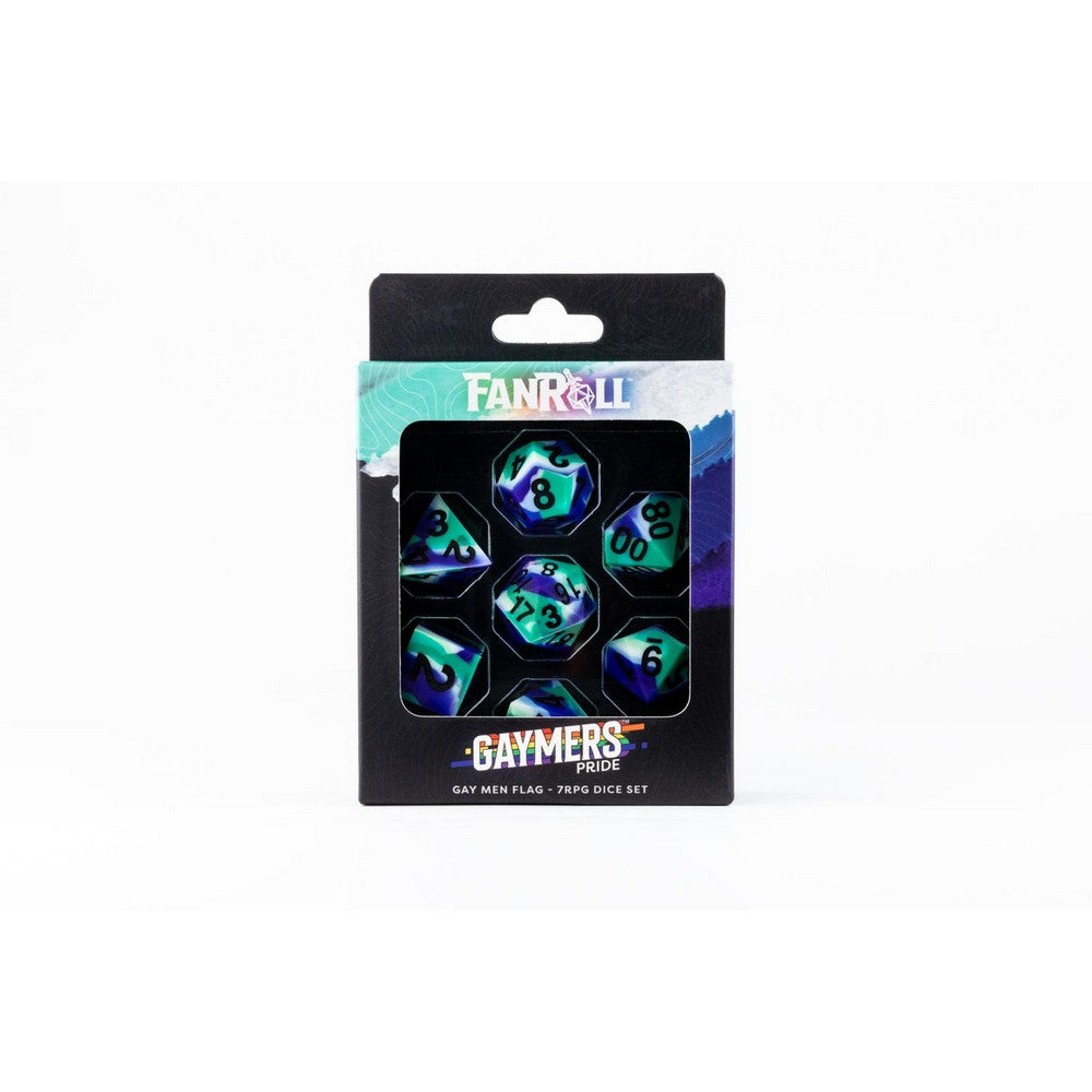 Fanroll: 16mm Pride Sharp Edge Silicone Rubber Poly Dice Set: Gay Men