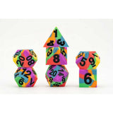 Fanroll: 16mm Pride Sharp Edge Silicone Rubber Poly Dice Set: Rainbow Flag