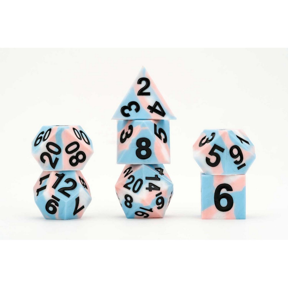 Fanroll: 16mm Pride Sharp Edge Silicone Rubber Poly Dice Set: Transgender