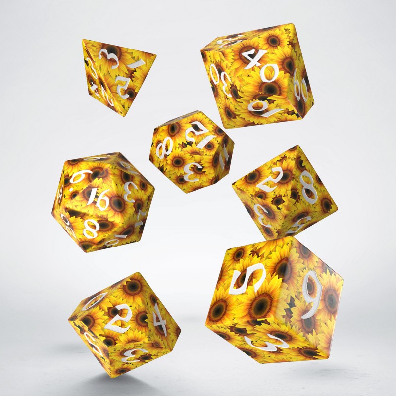 Q Workshop - Full Art - Sunflower - Dice Set 7