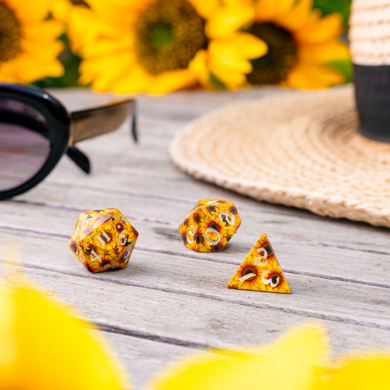 Q Workshop - Full Art - Sunflower - Dice Set 7
