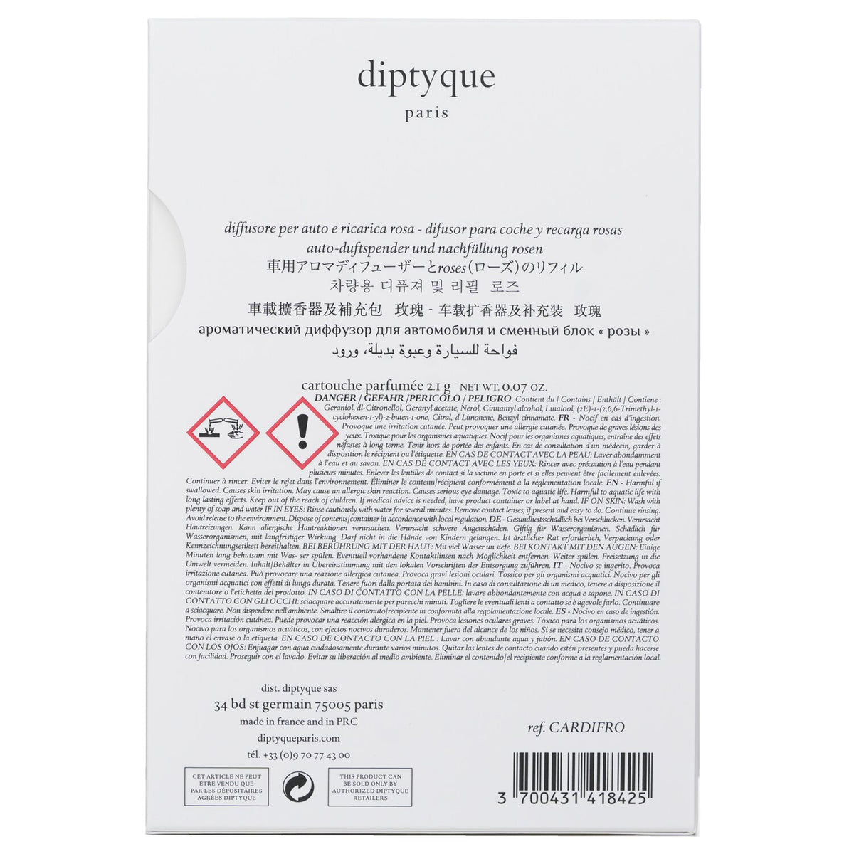 Diptyque Car Diffuser - Roses 2.1g/0.07oz