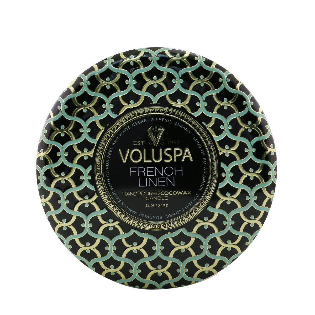 Voluspa - 3 Wick Decorative Tin Candle - French Linen  - 340g/12oz