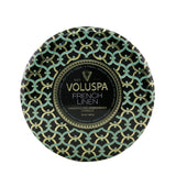 Voluspa - 3 Wick Decorative Tin Candle - French Linen  - 340g/12oz
