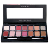 Sigma Beauty - Warm Neutrals Eyeshadow Palette (14x Eyeshadow + 1x Dual Ended Br
