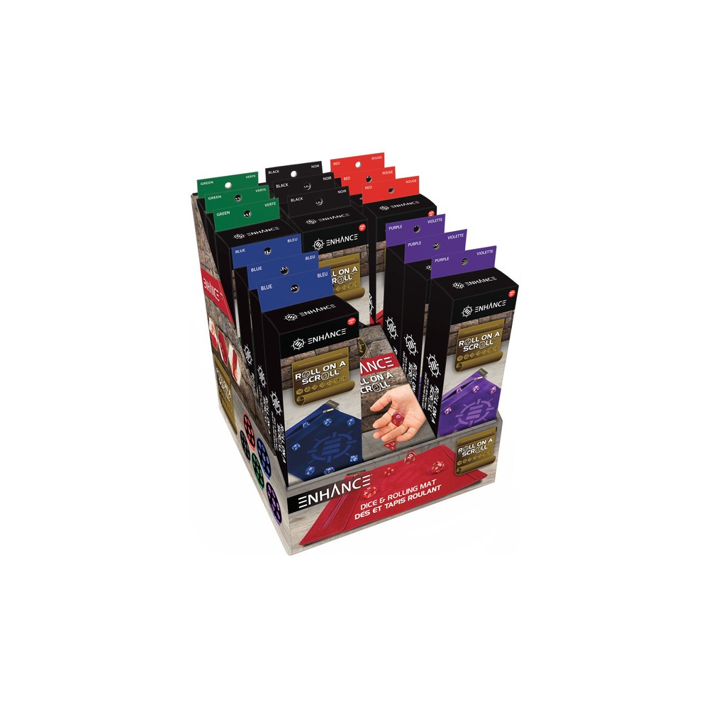 ENHANCE Tabletop Roll on a Scroll Dice Case and 7 Piece Acrylic Dice Set