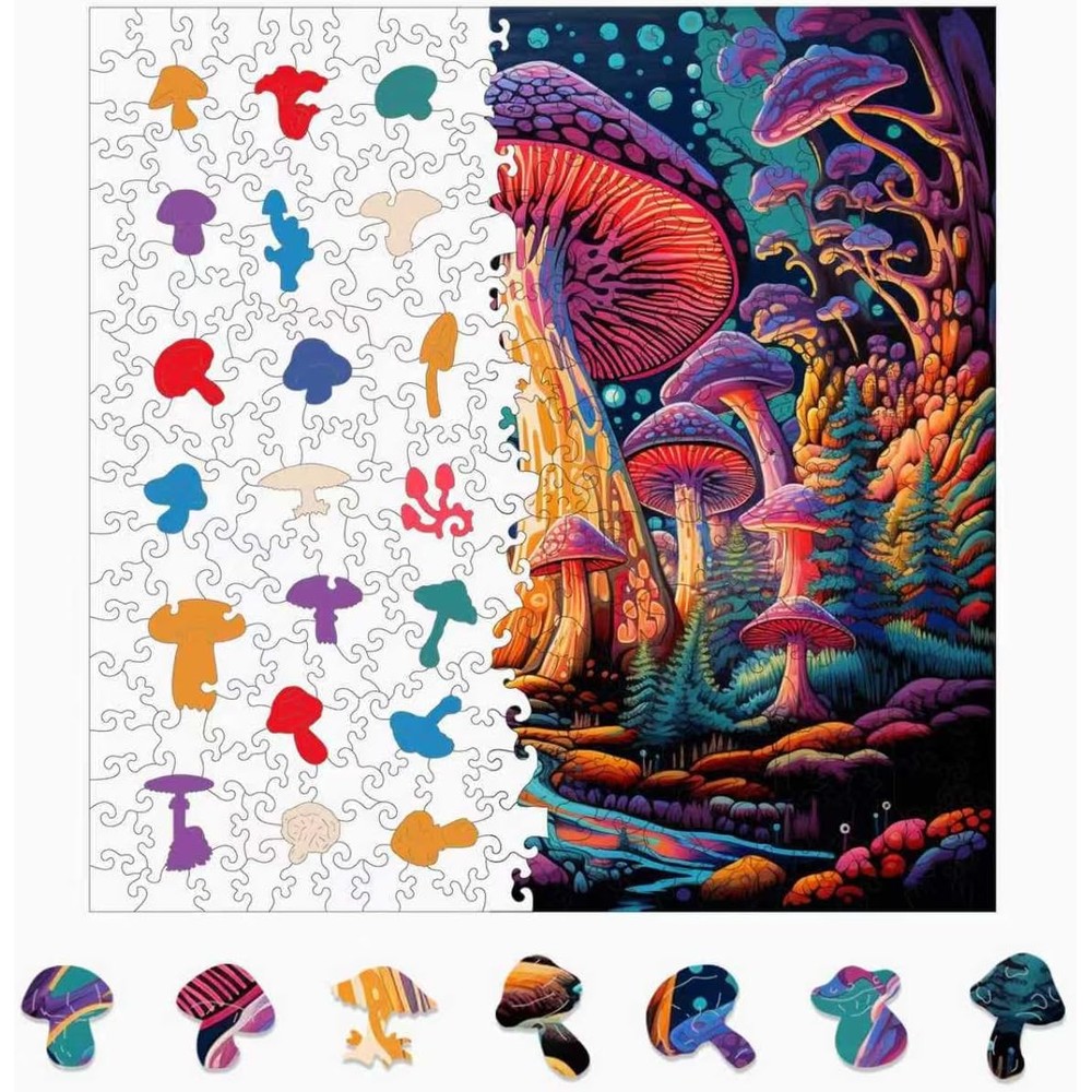 Trippy Puzzles - 300 Piece Wood Jigsaw Mystical Mushrooms