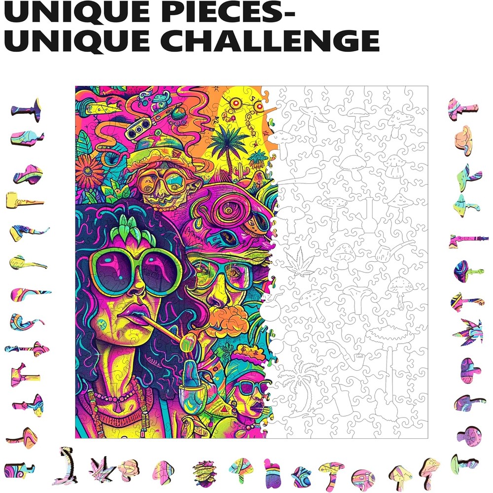 Trippy Puzzles - 300 Piece Wood Jigsaw Groovy Gathering