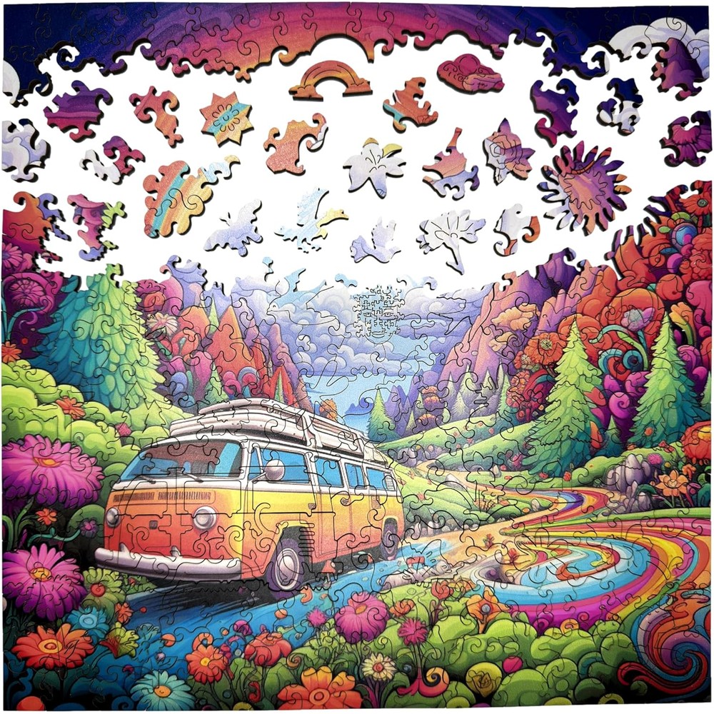 Trippy Puzzles - 300 Piece Wood Jigsaw Happy Highway
