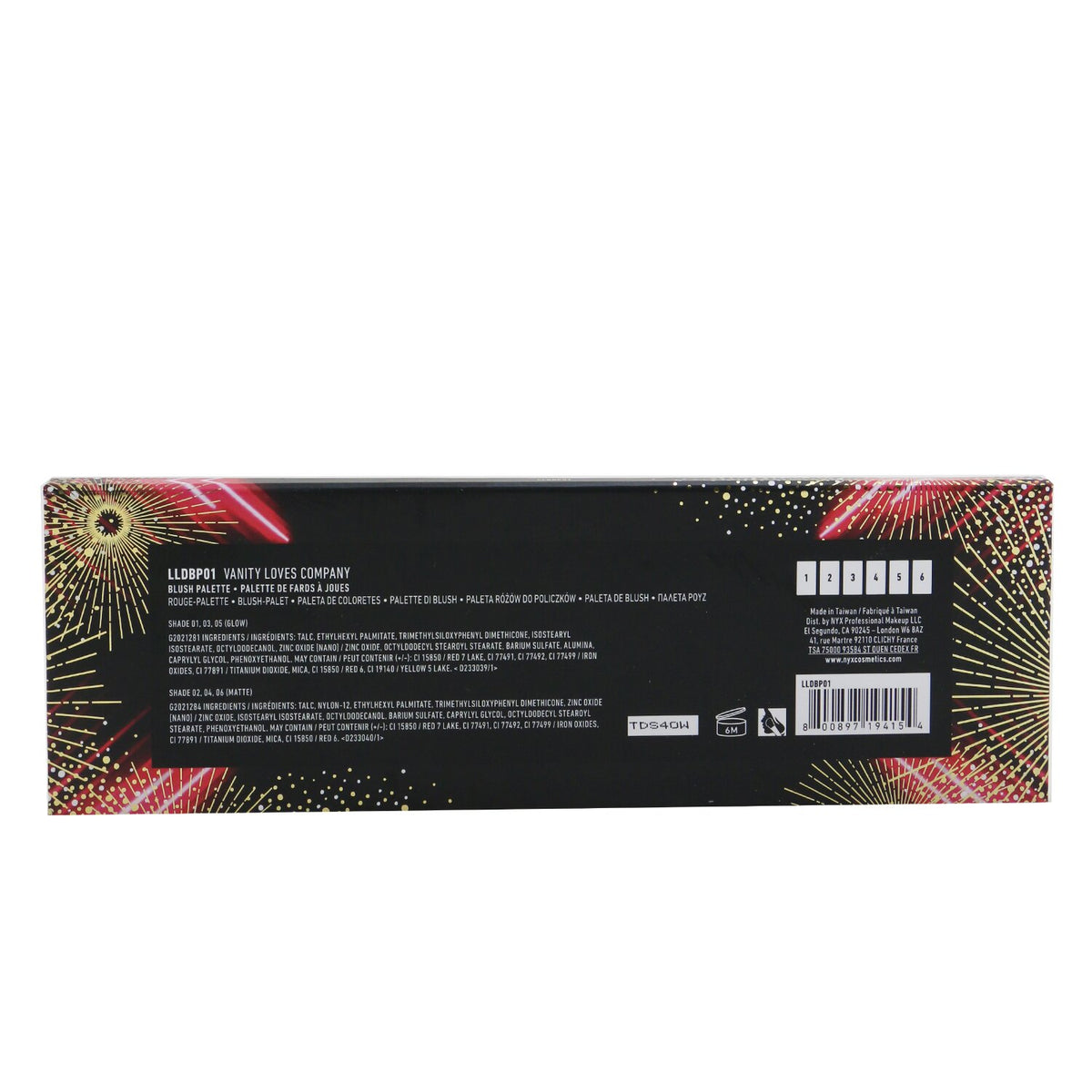 NYX - Love Lust Disco Blush Palette (6x Blush) - # Vanity Loves Company  - 6x5g/