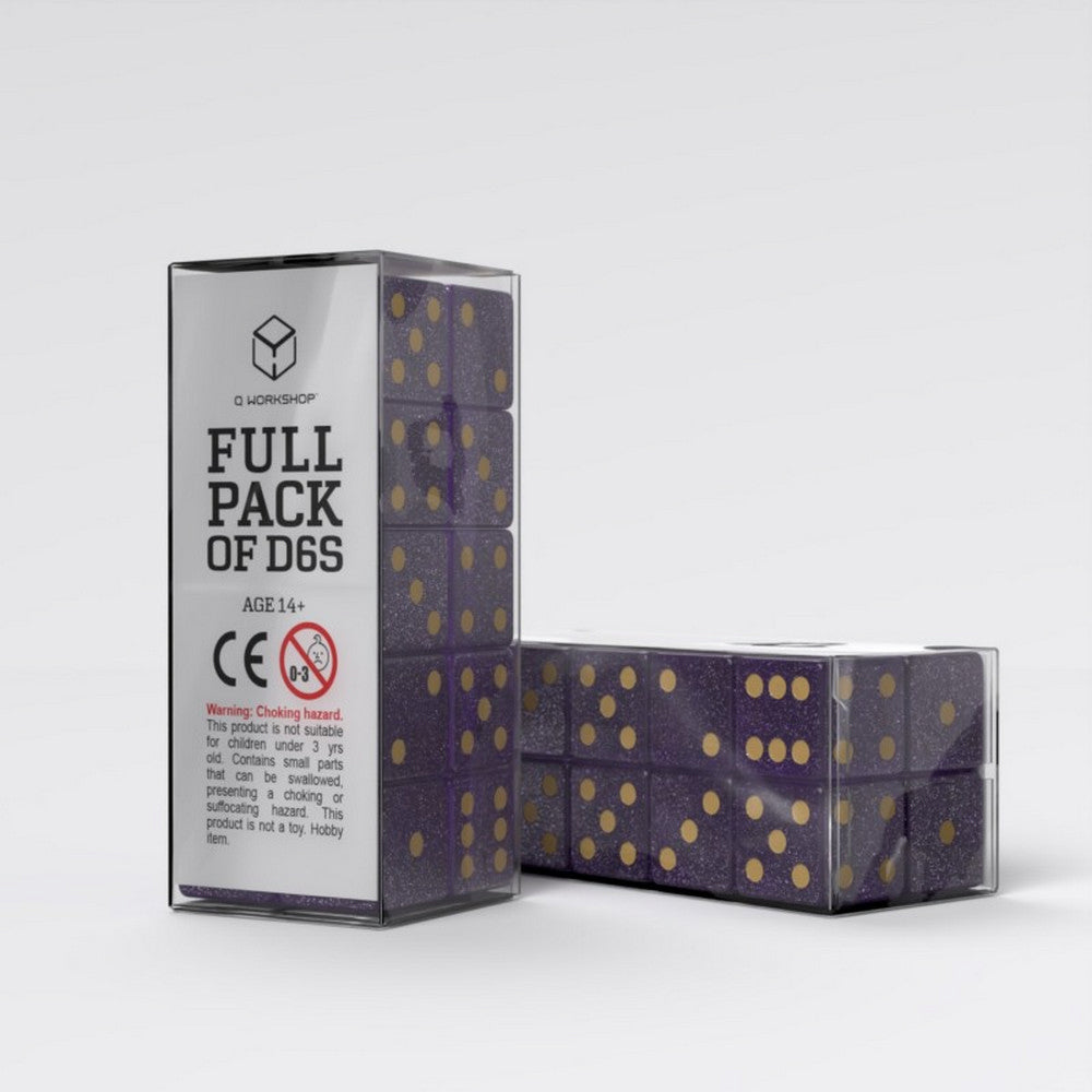 Q Workshop - Full Pack of D6s: Shimmering Purple & Gold