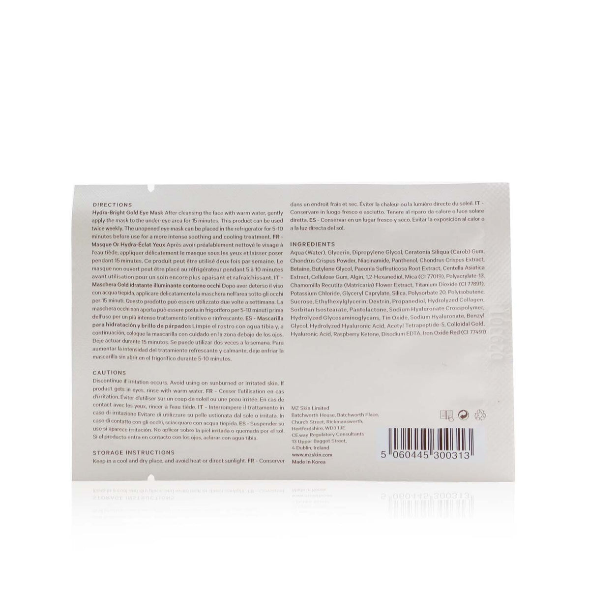 MZ Skin - Hydra-Bright Gold Eye Mask  - 5x 3g/0.1oz